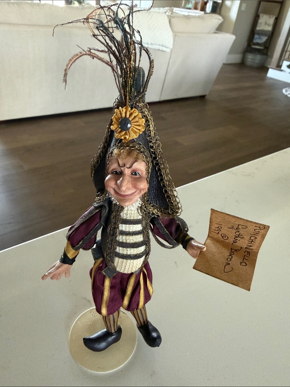 Vintage Cynthia Baron Renaissance Jester Figurine with signed book. (Rare)